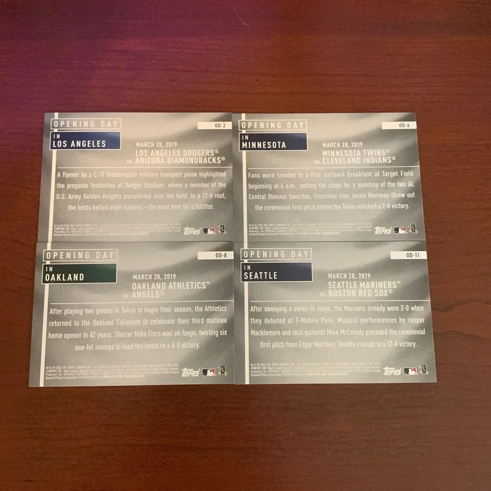 2020 Topps Opening Day‎ Set 1-15 stadiums